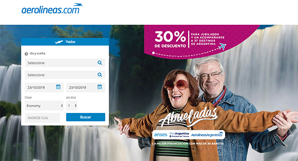 Pagina Aerolineas Argentinas promo ANSES